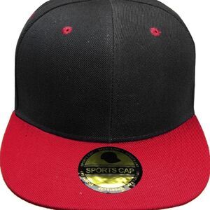 Navy and Red Plain Blank Flat Brim Adjustable Snapback Baseball Cap